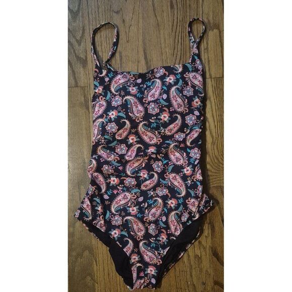 Lands End Paisley Textured Slimming One-piece Bathingsuit Women's Size Large - Picture 1 of 3
